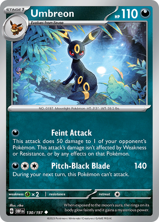 Umbreon 130/197 Uncommon | Obsidian Flames | Pokemon Card