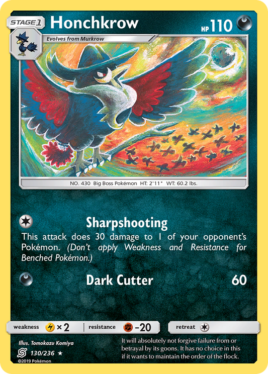 Honchkrow 130/236 Rare | Unified Minds | Pokemon Card