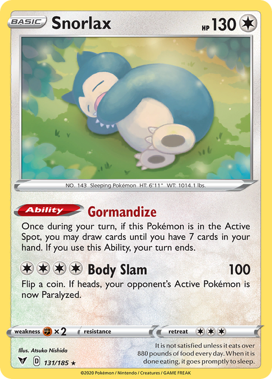 Snorlax 131/185 Rare Holo | Vivid Voltage | Pokemon Card