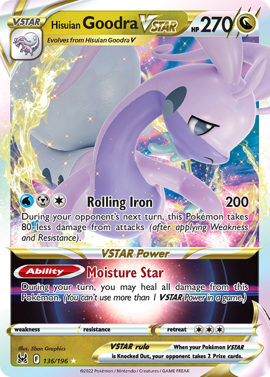 Hisuian Goodra VSTAR 136/196 Rare Holo VSTAR | Lost Origin | Pokemon Card