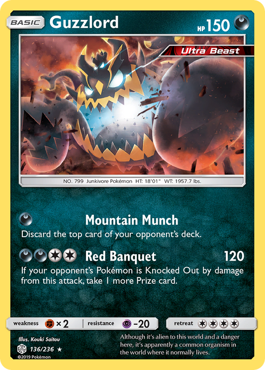 Guzzlord 136/236 Rare Holo | Cosmic Eclipse | Pokemon Card