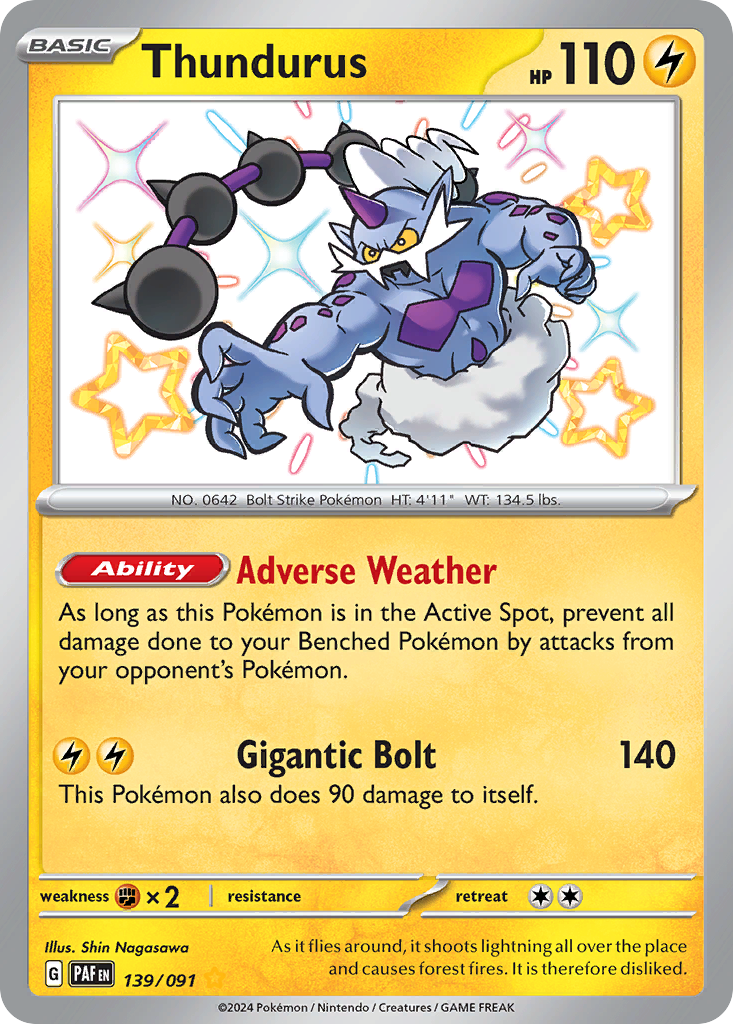 Thundurus 139/91 Shiny Rare | Paldean Fates | Pokemon Card