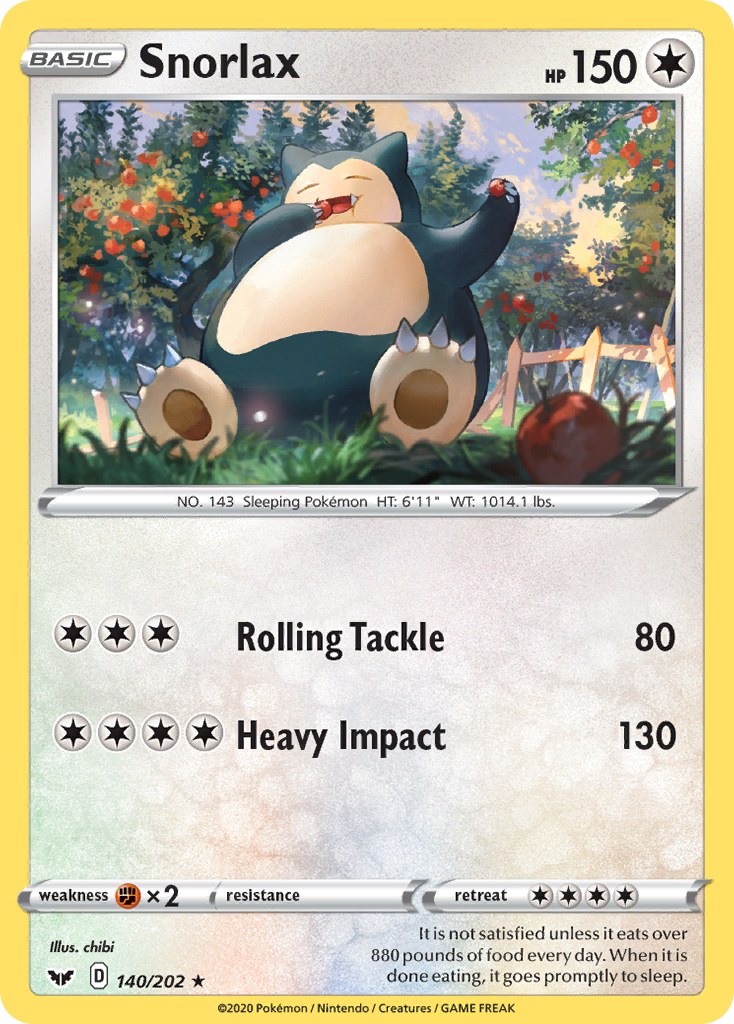 Snorlax 140/202 Rare | Sword & Shield | Pokemon Card