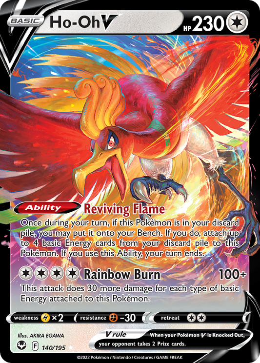 Ho-Oh V 140/195 Rare Holo V | Silver Tempest | Pokemon Card