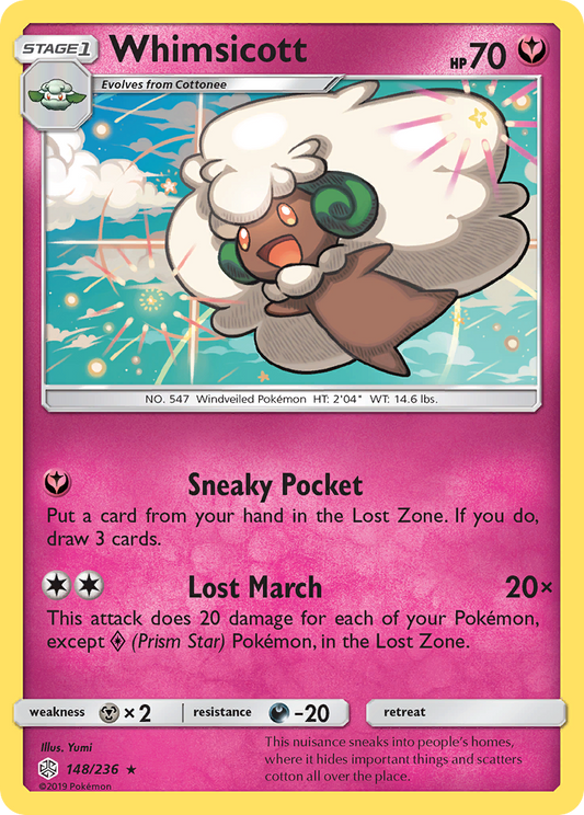 Whimsicott 148/236 Rare | Cosmic Eclipse | Pokemon Card