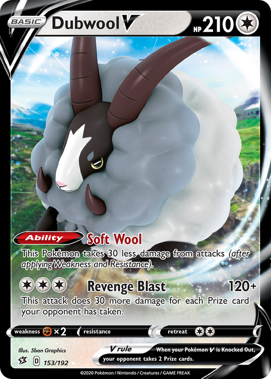 Dubwool V 153/192 Rare Holo V | Rebel Clash | Pokemon Card