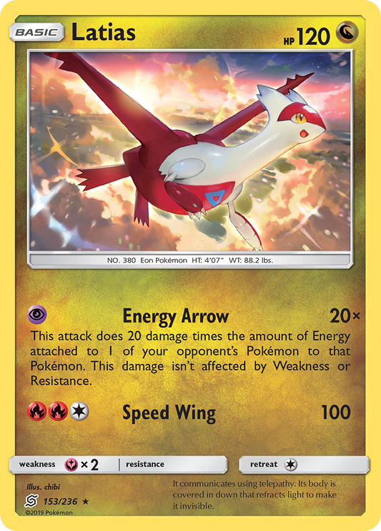 Latias 153/236 Rare | Unified Minds | Pokemon Card