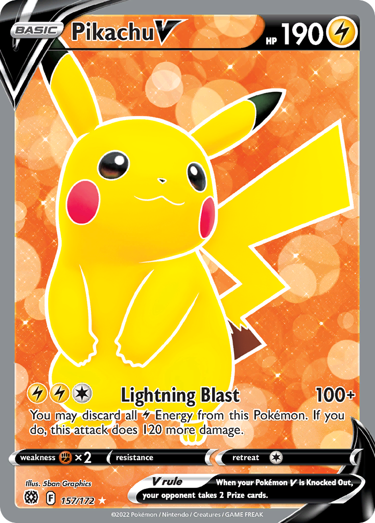 Pikachu V 157/172 Rare Ultra | Brilliant Stars | Pokemon Card