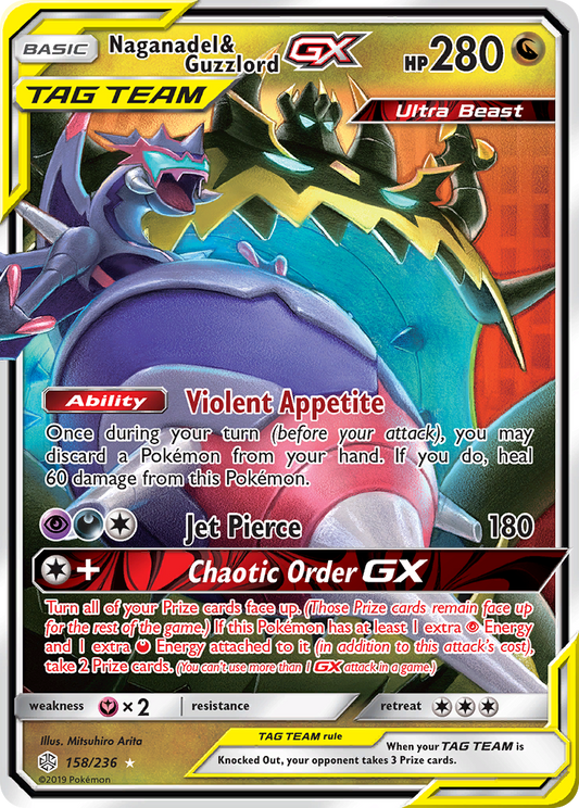 Naganadel & Guzzlord-GX 158/236 Rare Holo GX | Cosmic Eclipse | Pokemon Card