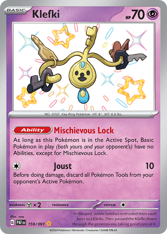Klefki 159/91 Shiny Rare | Paldean Fates | Pokemon Card