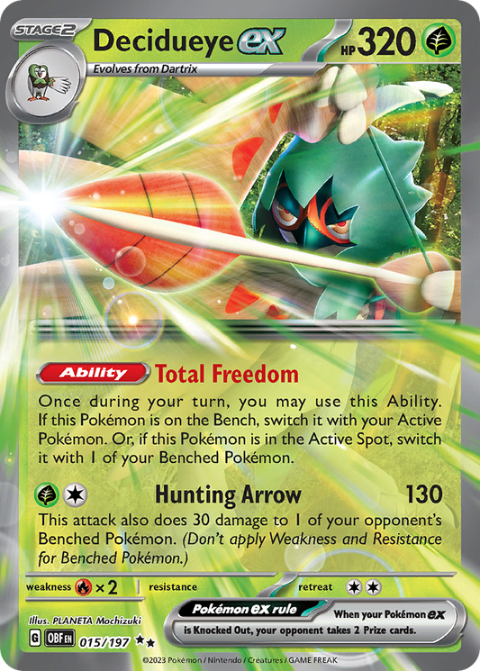 Decidueye ex 15/197 Double Rare | Obsidian Flames | Pokemon Card
