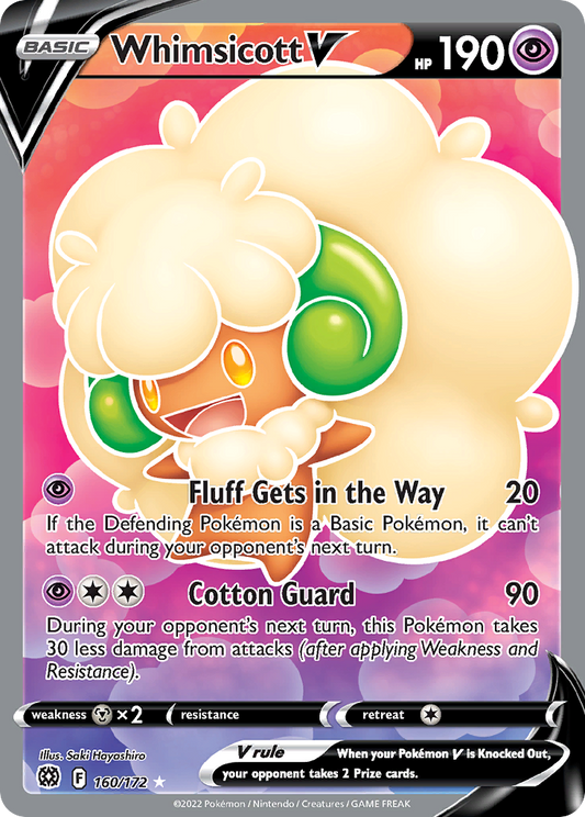 Whimsicott V 160/172 Rare Ultra | Brilliant Stars | Pokemon Card