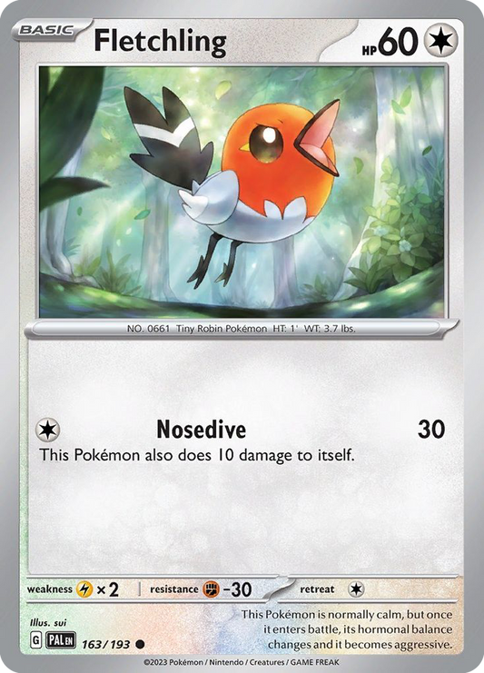 Fletchling 163/193 Common | Paldea Evolved | Pokemon Card