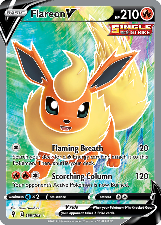 Flareon V 169/203 Rare Ultra | Evolving Skies | Pokemon Card
