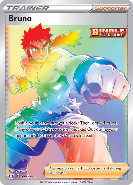 Bruno 172/163 Rare Rainbow | Battle Styles | Pokemon Card