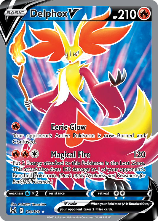 Delphox V 173/196 Rare Ultra | Lost Origin | Pokemon Card