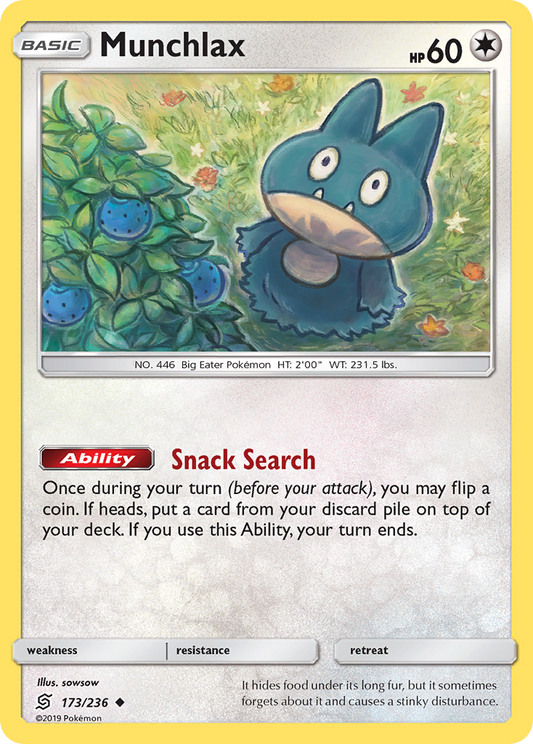 Munchlax 173/236 Uncommon | Unified Minds | Pokemon Card