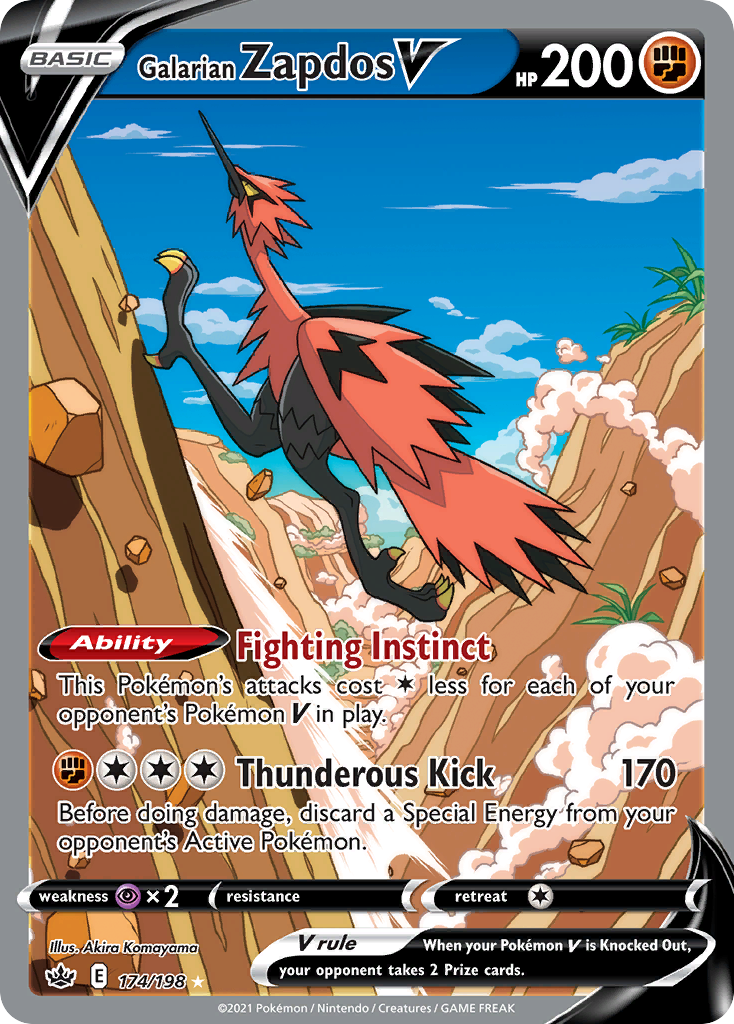 Galarian Zapdos V 174/198 Rare Ultra | Chilling Reign | Pokemon Card