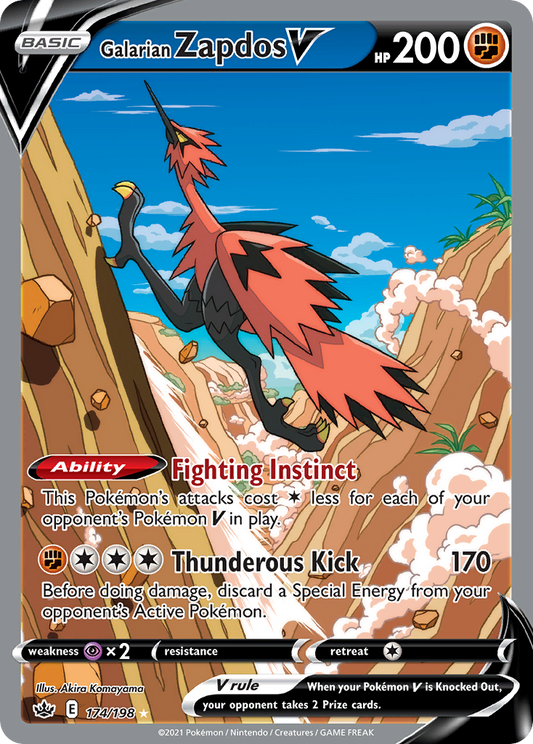 Galarian Zapdos V 174/198 Rare Ultra | Chilling Reign | Pokemon Card