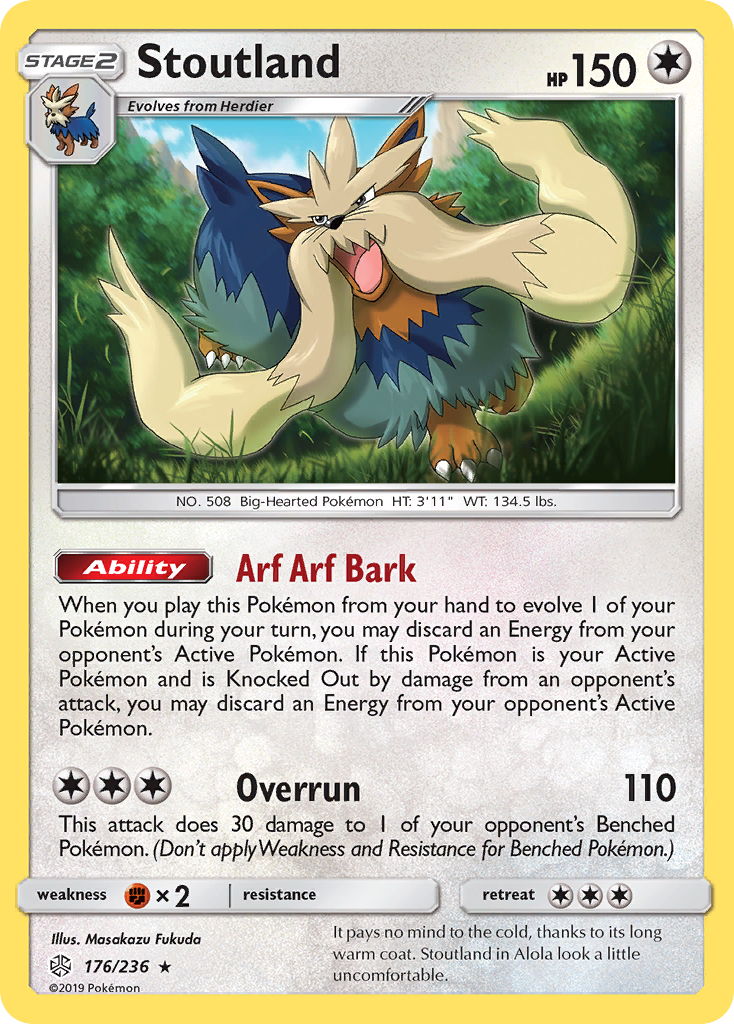 Stoutland 176/236 Rare Holo | Cosmic Eclipse | Pokemon Card