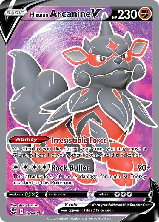 Hisuian Arcanine V 179/195 Rare Ultra | Silver Tempest | Pokemon Card