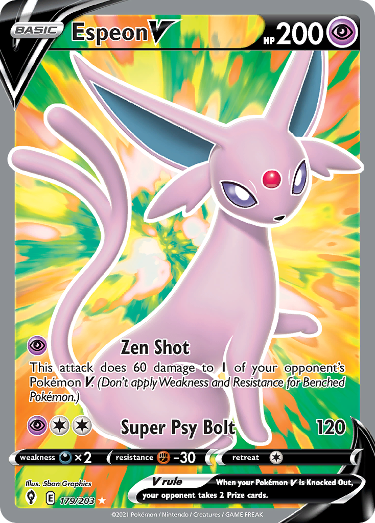Espeon V 179/203 Rare Ultra | Evolving Skies | Pokemon Card
