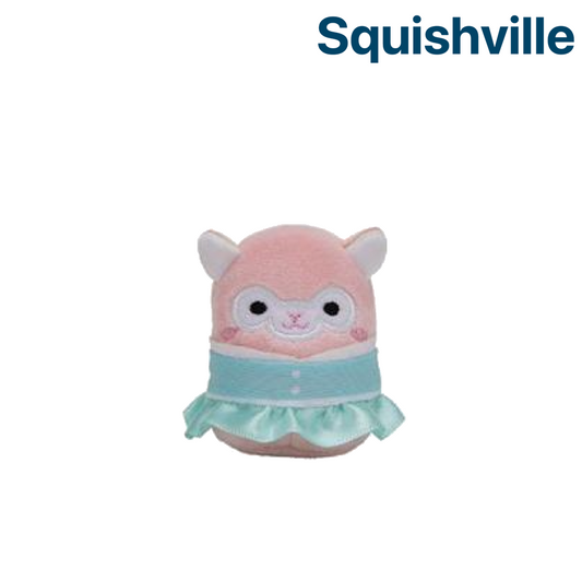 Pink Llama with Blue Dress ~ 2" Individual Squishville by Squishmallows