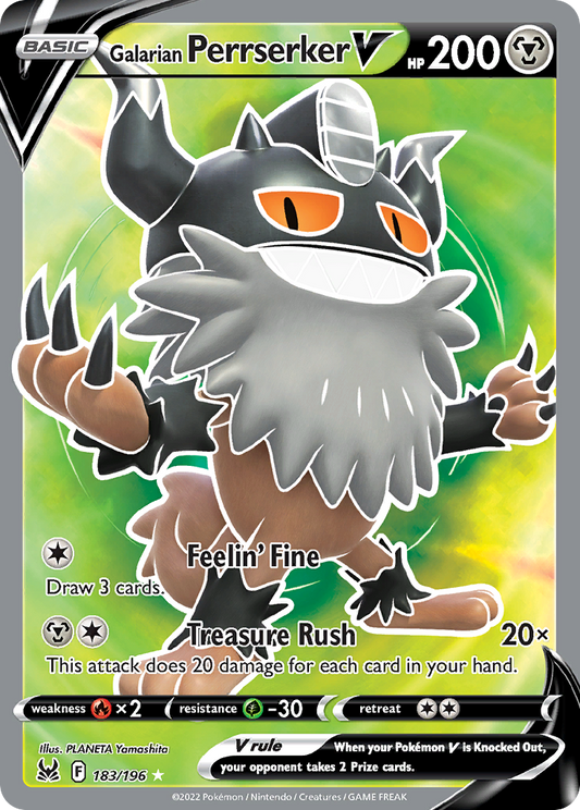Galarian Perrserker V 183/196 Rare Ultra | Lost Origin | Pokemon Card