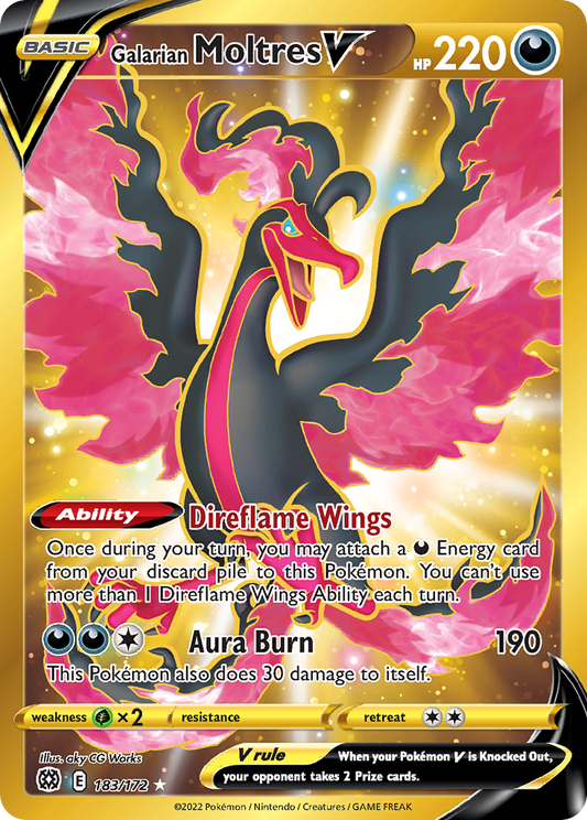 Galarian Moltres V 183/172 Rare Secret | Brilliant Stars | Pokemon Card