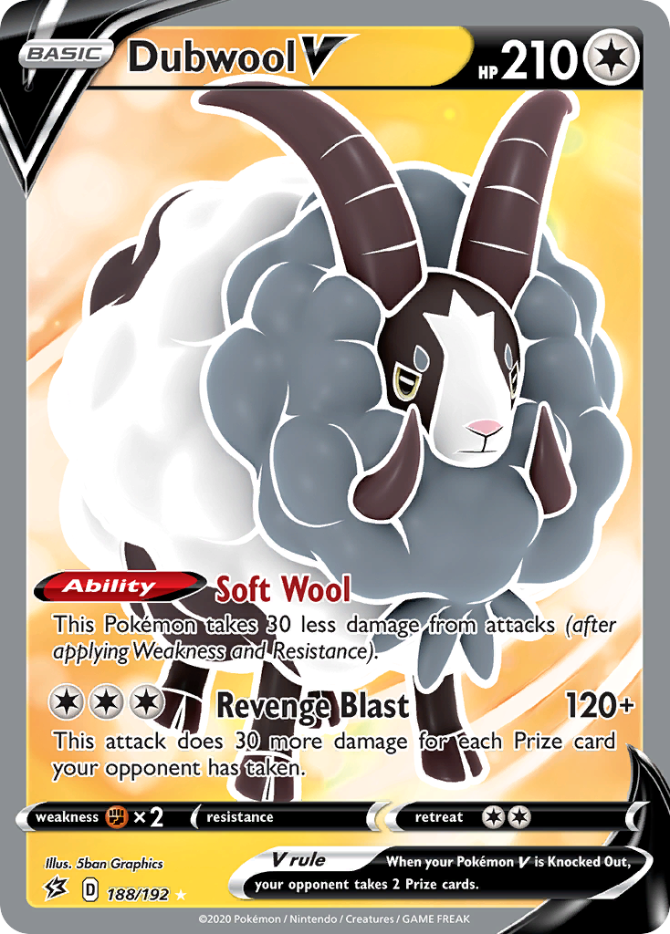 Dubwool V 188/192 Rare Ultra | Rebel Clash | Pokemon Card