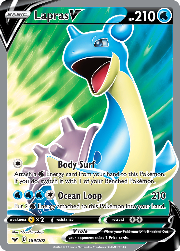 Lapras V 189/202 Rare Ultra | Sword & Shield | Pokemon Card