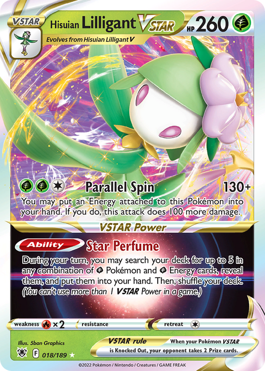 Hisuian Lilligant VSTAR 18/189 Rare Holo VSTAR | Astral Radiance | Pokemon Card
