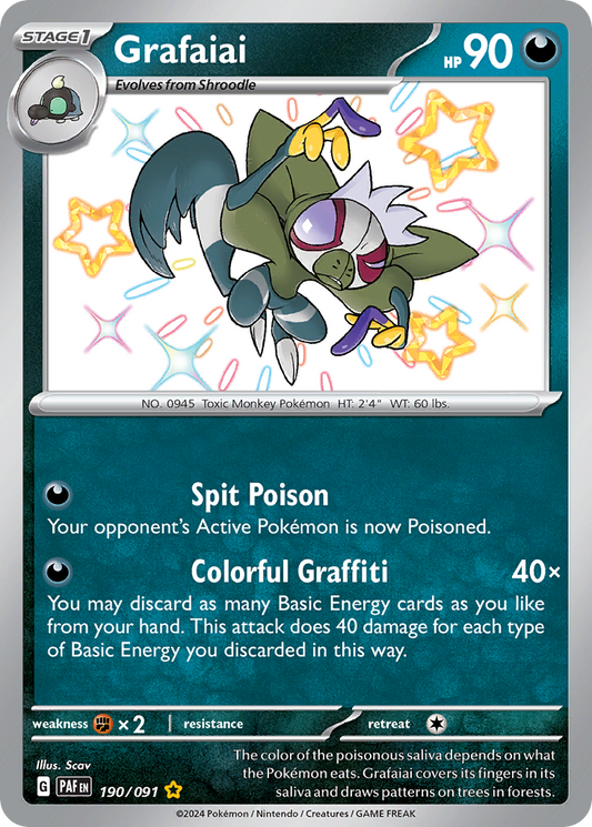 Grafaiai 190/91 Shiny Rare | Paldean Fates | Pokemon Card