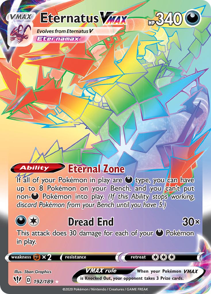 Eternatus VMAX 192/189 Rare Rainbow | Darkness Ablaze | Pokemon Card