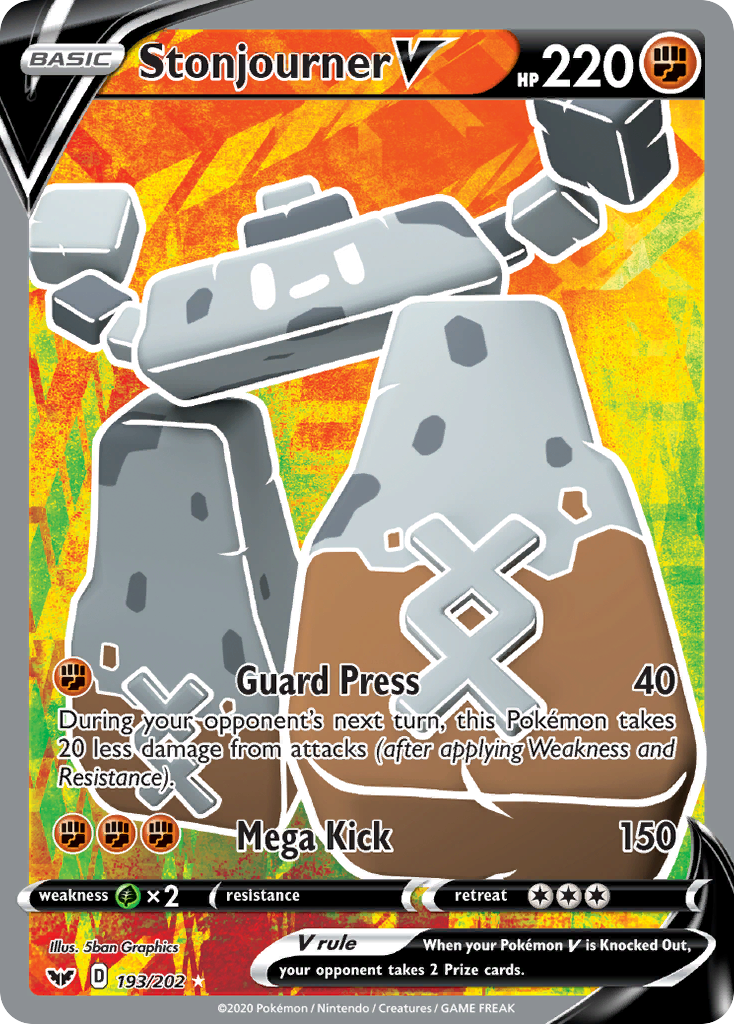 Stonjourner V 193/202 Rare Ultra | Sword & Shield | Pokemon Card