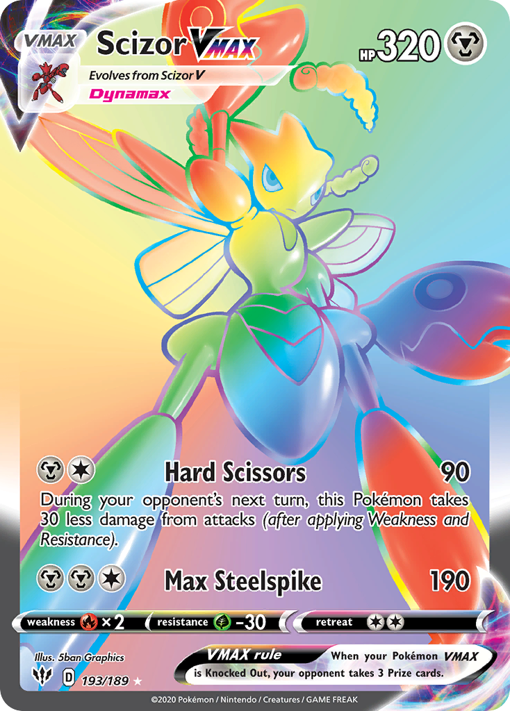 Scizor VMAX 193/189 Rare Rainbow | Darkness Ablaze | Pokemon Card