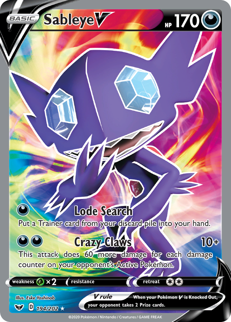 Sableye V 194/202 Rare Ultra | Sword & Shield | Pokemon Card