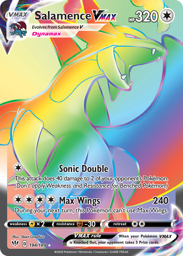 Salamence VMAX 194/189 Rare Rainbow | Darkness Ablaze | Pokemon Card