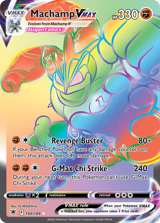 Machamp VMAX 194/189 Rare Rainbow | Astral Radiance | Pokemon Card