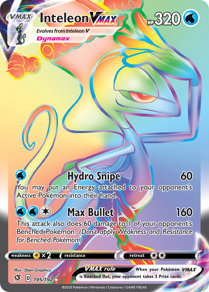 Inteleon VMAX 195/192 Rare Rainbow | Rebel Clash | Pokemon Card