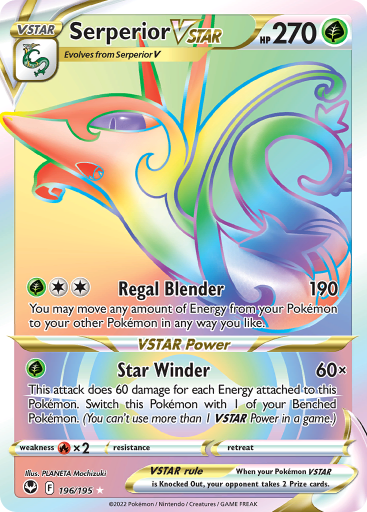 Serperior VSTAR 196/195 Rare Rainbow | Silver Tempest | Pokemon Card