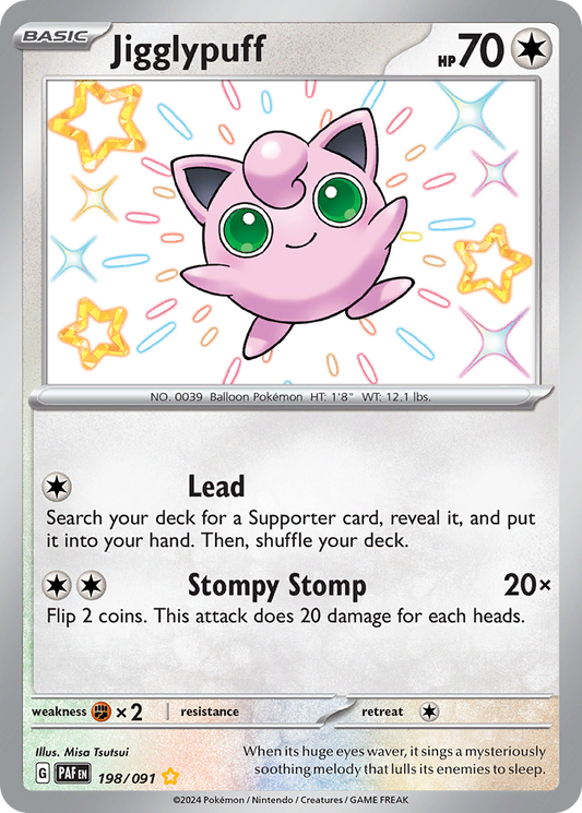 Jigglypuff 198/91 Shiny Rare | Paldean Fates | Pokemon Card