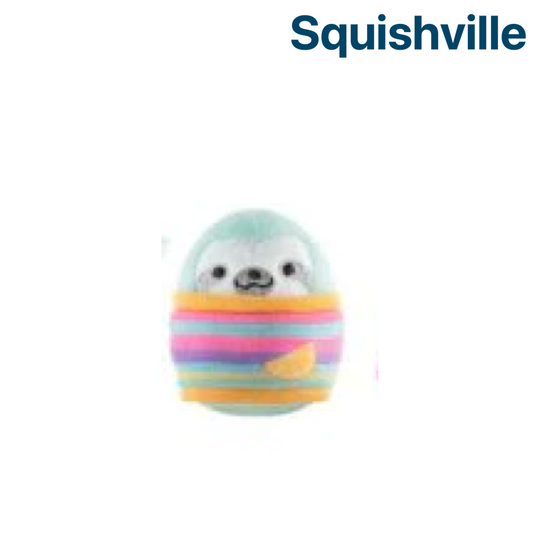 Sloth with Orange Striped Jumper ~ 2" Individual SERIES 5 Squishville by Squishmallows