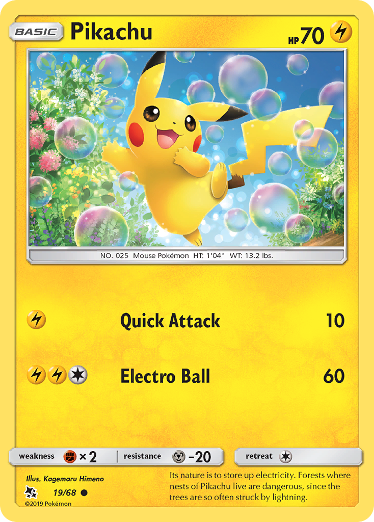 Pikachu 19/68 Common | Hidden Fates | Pokemon Card