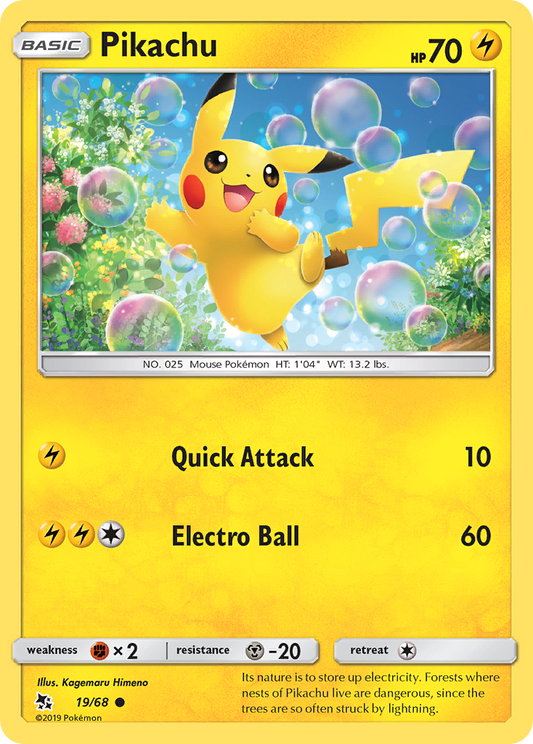 Pikachu 19/68 Common | Hidden Fates | Pokemon Card
