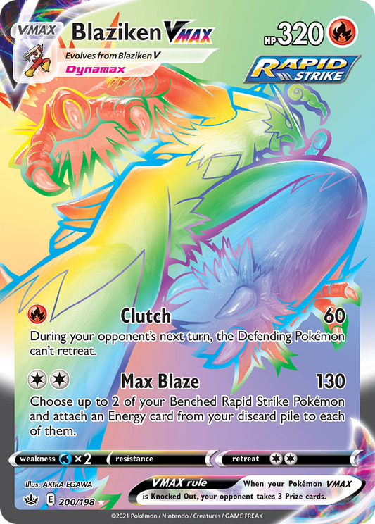 Blaziken VMAX 200/198 Rare Rainbow | Chilling Reign | Pokemon Card