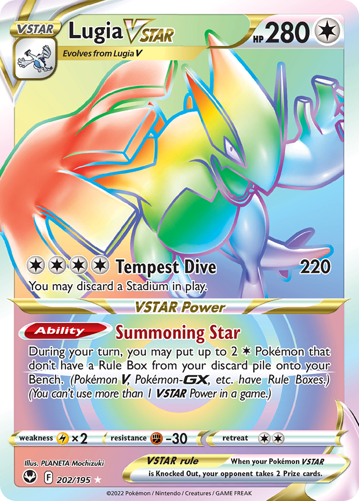 Lugia VSTAR 202/195 Rare Rainbow | Silver Tempest | Pokemon Card