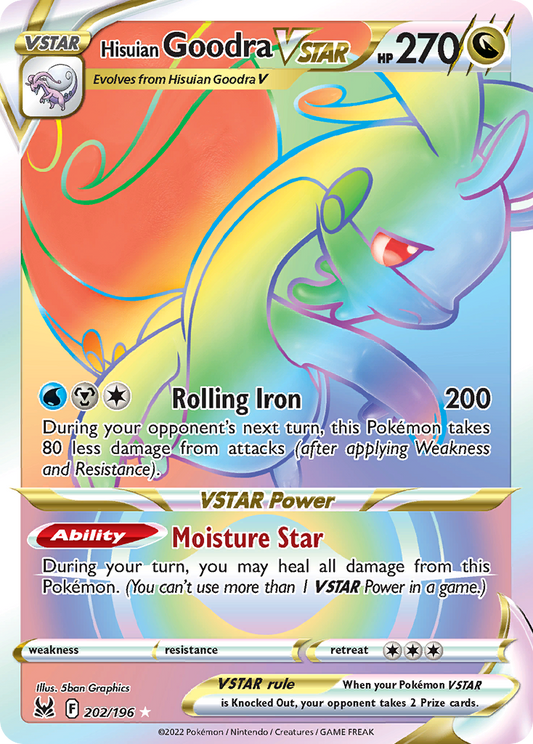 Hisuian Goodra VSTAR 202/196 Rare Rainbow | Lost Origin | Pokemon Card