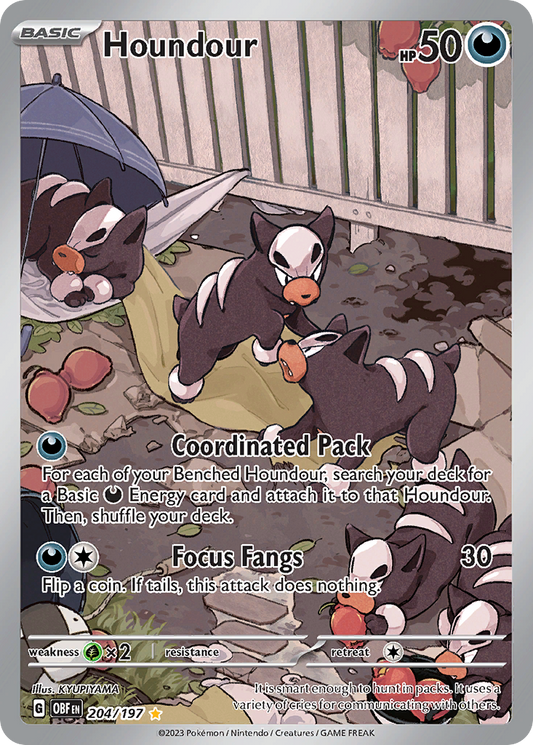 Houndour 204/197 Illustration Rare | Obsidian Flames | Pokemon Card