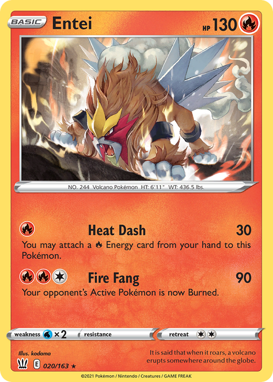 Entei 20/163 Rare Holo | Battle Styles | Pokemon Card